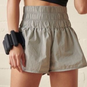 Free People Movement The Way Home Shorts Size Large High Waist Shiny Gray Silver